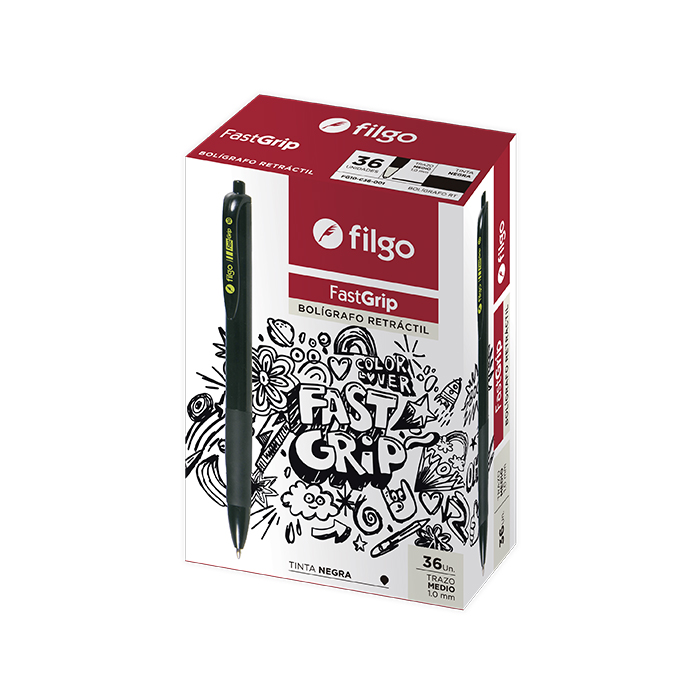 BOLIGRAFO FILGO FASTGRIP RETRACTIL 1.0 X 36 NEGRO