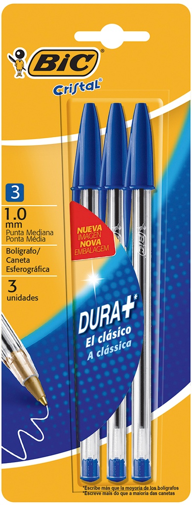 BOLIGRAFO BIC CRISTAL 1.0 X 3 AZUL