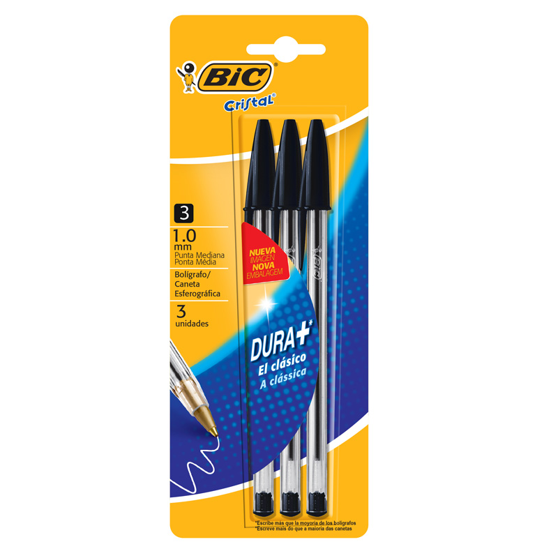 BOLIGRAFO BIC CRISTAL 1.0 X 3 NEGRO