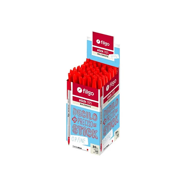 BOLIGRAFO FILGO 025 STICK 0.7 X 50 ROJO