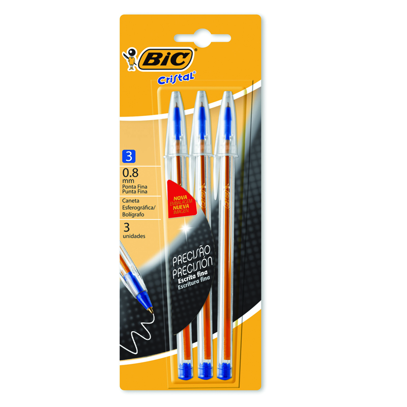 BOLIGRAFO BIC CRISTAL 0.8 X 3 AZUL