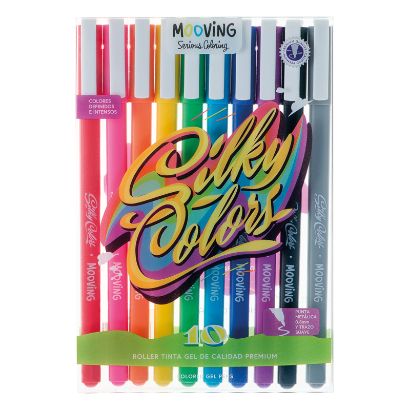 BOLIGRAFO MOOVING SILKY COLORS ROLLER GEL X 10 COLORES INTENSOS