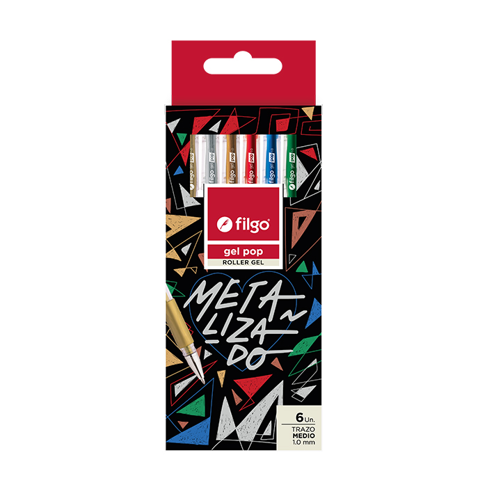 BOLIGRAFO FILGO GEL POP ROLLER GEL 1.0 X 6 METALIZADO