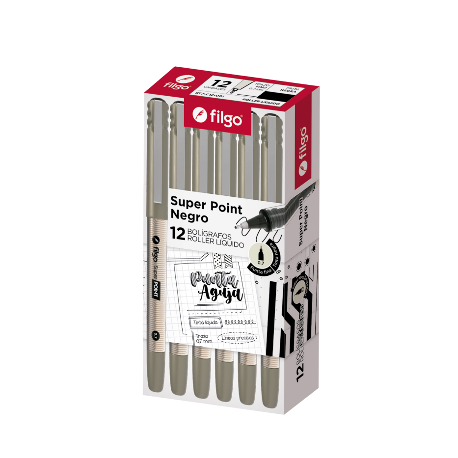 BOLIGRAFO FILGO SUPER POINT TRAZO FINO 0.7mm X12 NEGRO LIQUIDACION!!!
