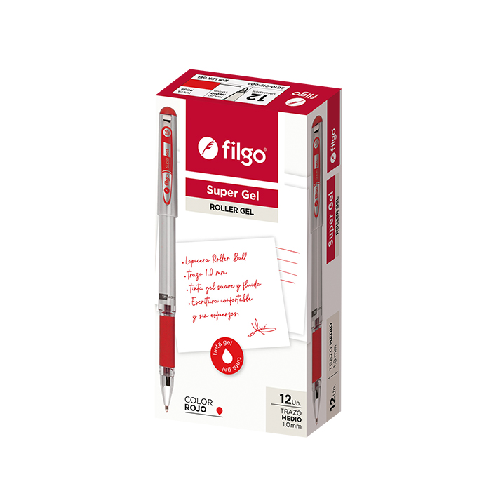 BOLIGRAFO FILGO SUPER GEL TRAZO MEDIO 1.0mm X12 ROJO