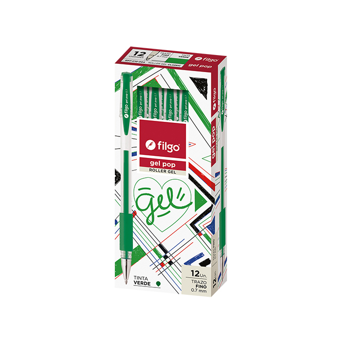 BOLIGRAFO FILGO GEL POP ROLLER GEL 0.7 X 12 VERDE