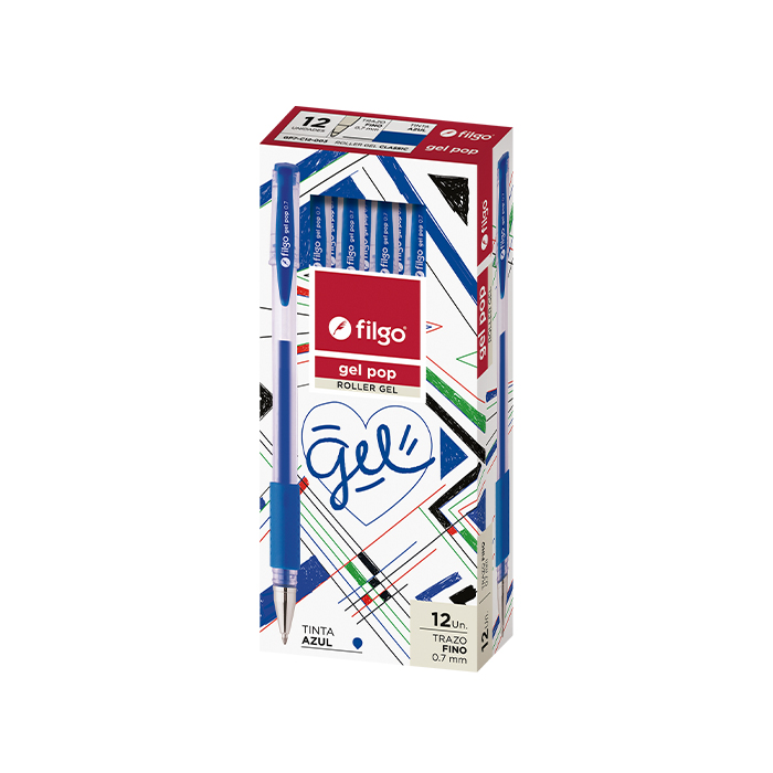 BOLIGRAFO FILGO GEL POP ROLLER GEL TRAZO FINO 0.7mm X 12 AZUL