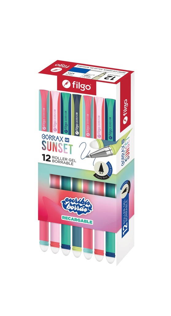 BOLIGRAFO FILGO GEL BORRABLE SUNSET 0.7 X12 AZUL