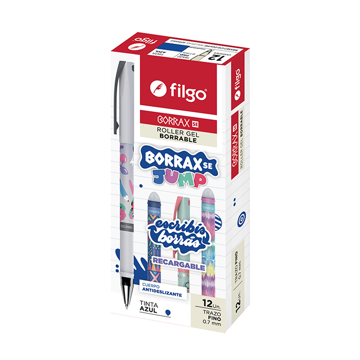 BOLIGRAFO FILGO BORRAX SE JUMP BORRABLE Y RECARGABLE 0.7 X 12 AZUL
