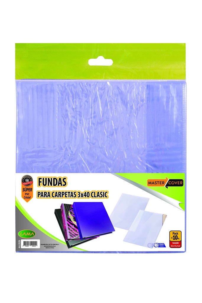 FUNDA PVC LAMA PARA CARPETA 3X40 X10