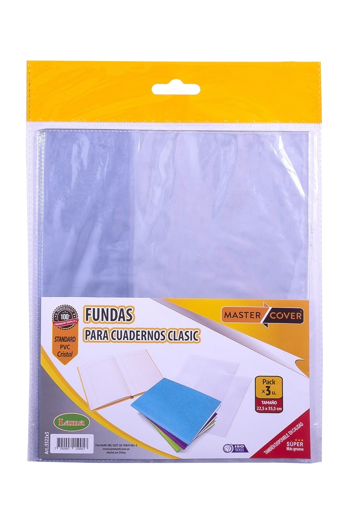 FUNDA PVC LAMA PARA CUADERNO X3