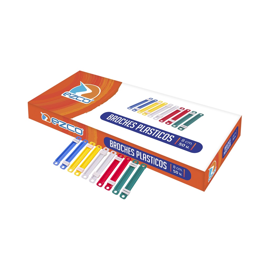 BROCHES PLASTICOS EZCO 8CM X50 COLORES