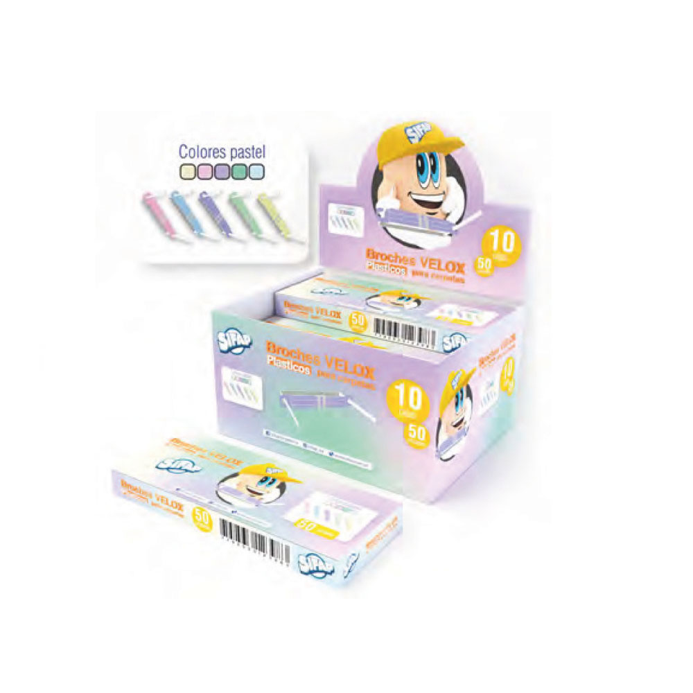 BROCHES SIFAP PLASTICOS COLOR PASTEL X50