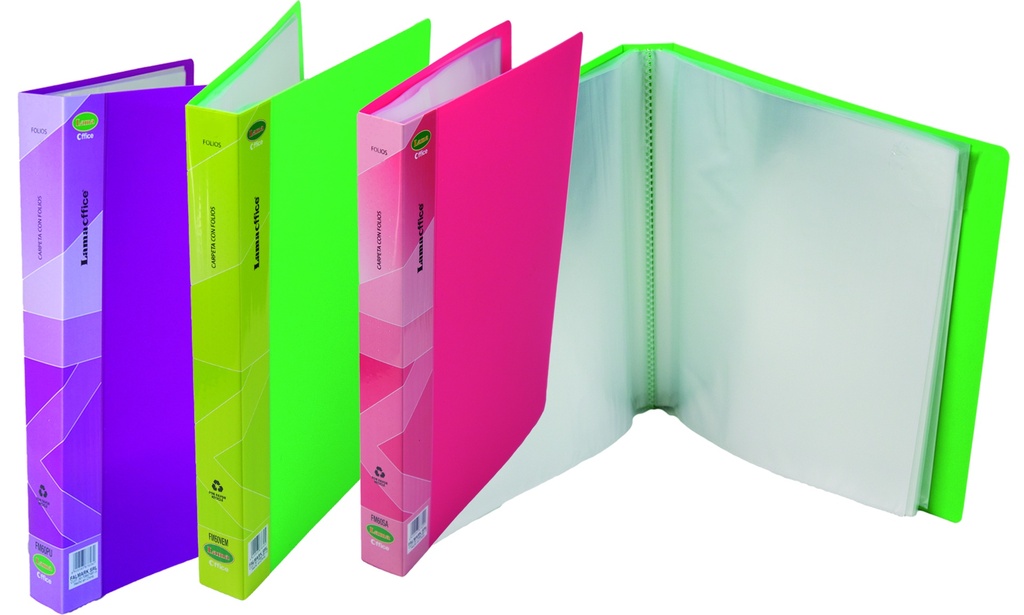 CARPETA LAMA A4 X10 FOLIOS (VERDE CLARO-ROSA-VIOLETA)