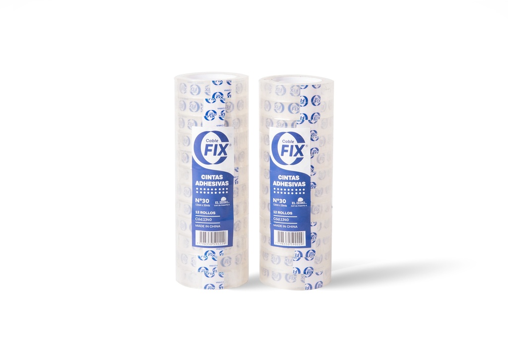CINTA CABLEFIX 12MMX30MT X12 TRANSPARENTE