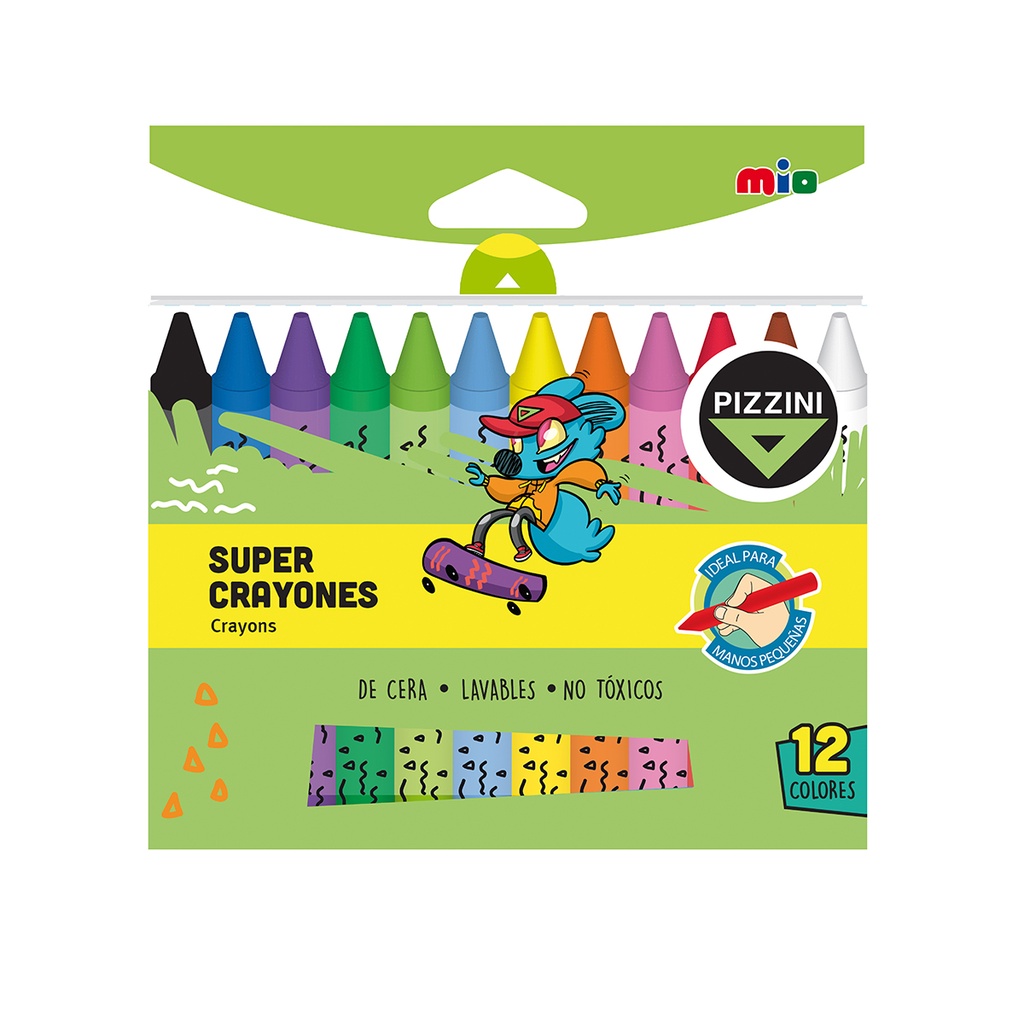 CRAYONES PIZZINI SUPER MIO LAVABLES X12