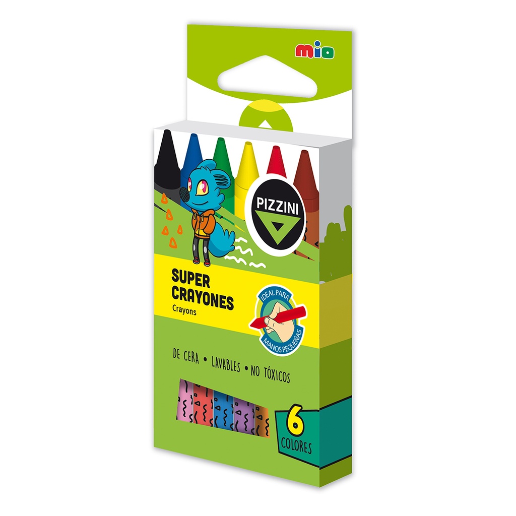 CRAYONES PIZZINI SUPER MIO LAVABLES X6