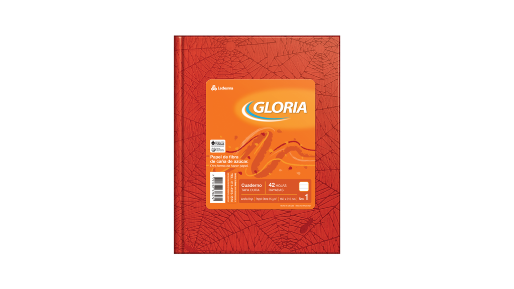 CUADERNO GLORIA ARAÑA TAPA DURA 42 HOJAS RAYADO ROJO