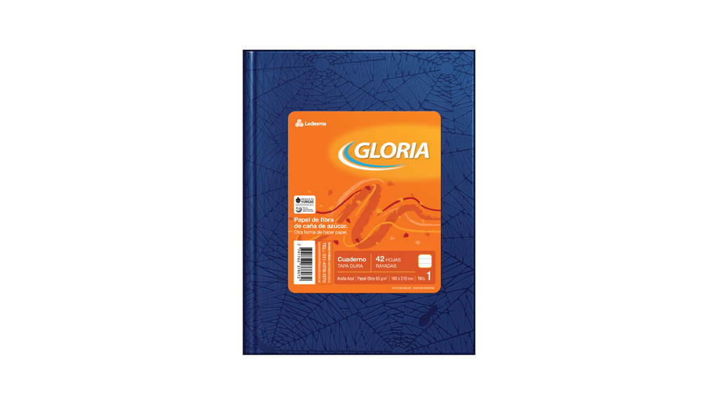CUADERNO GLORIA ARAÑA TAPA DURA 42 HOJAS RAYADO AZUL