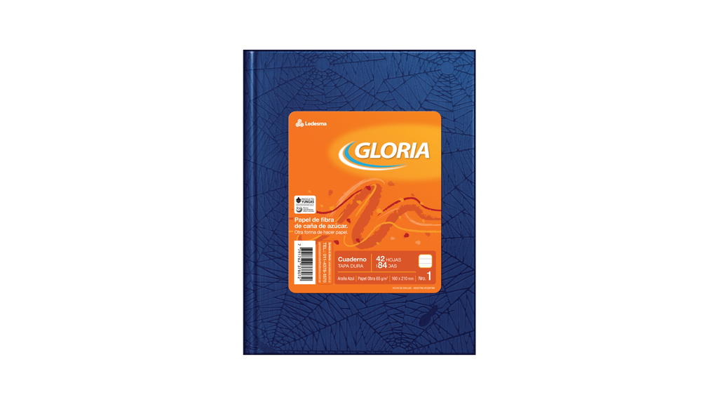 CUADERNO GLORIA ARAÑA TAPA DURA 84 HOJAS RAYADO AZUL