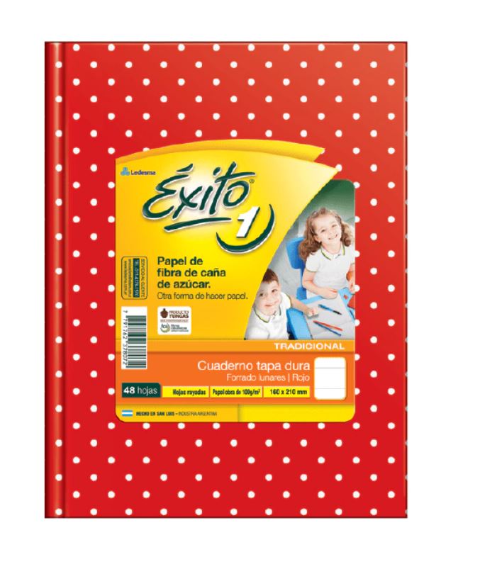 CUADERNO EXITO E1 LUNAR 48H ROJO RAYADO