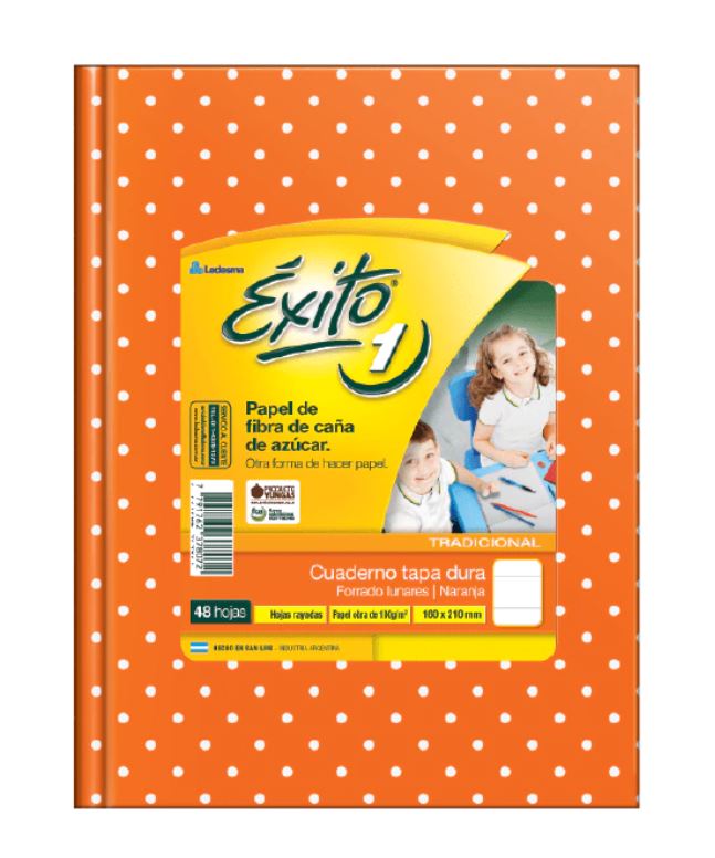 CUADERNO EXITO E1 LUNAR 48H NARANJA RAYADO