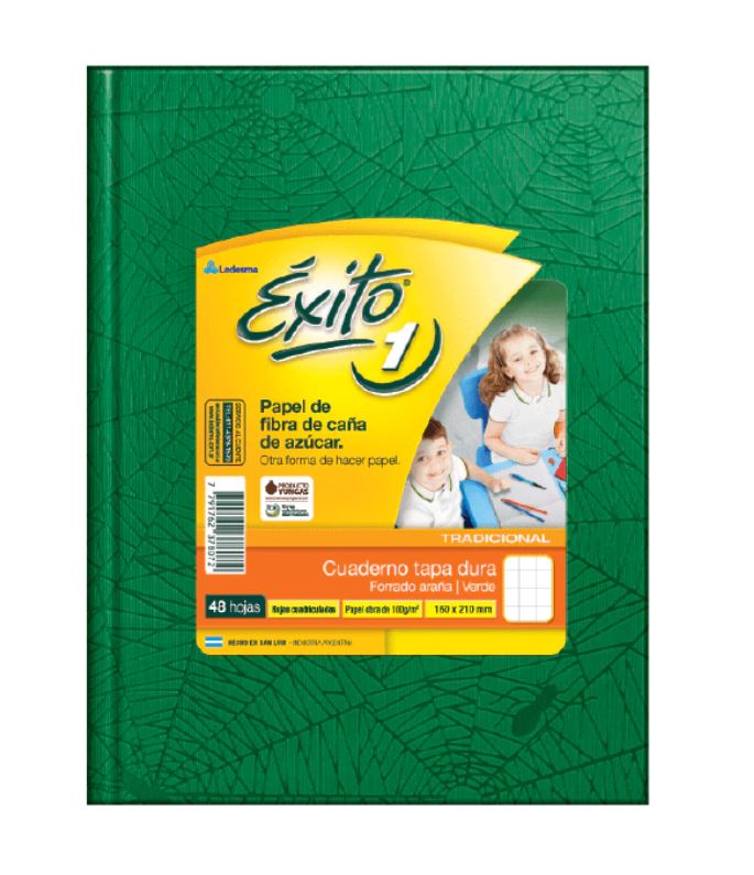 CUADERNO EXITO E1 ARAÑA 48H VERDE CUADRICULADO