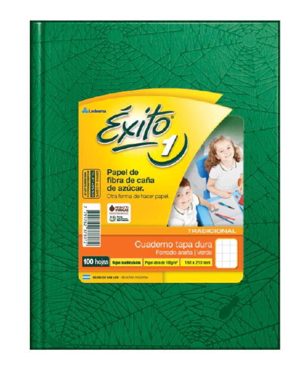 CUADERNO EXITO E1 ARAÑA 100H VERDE CUADRICULADO
