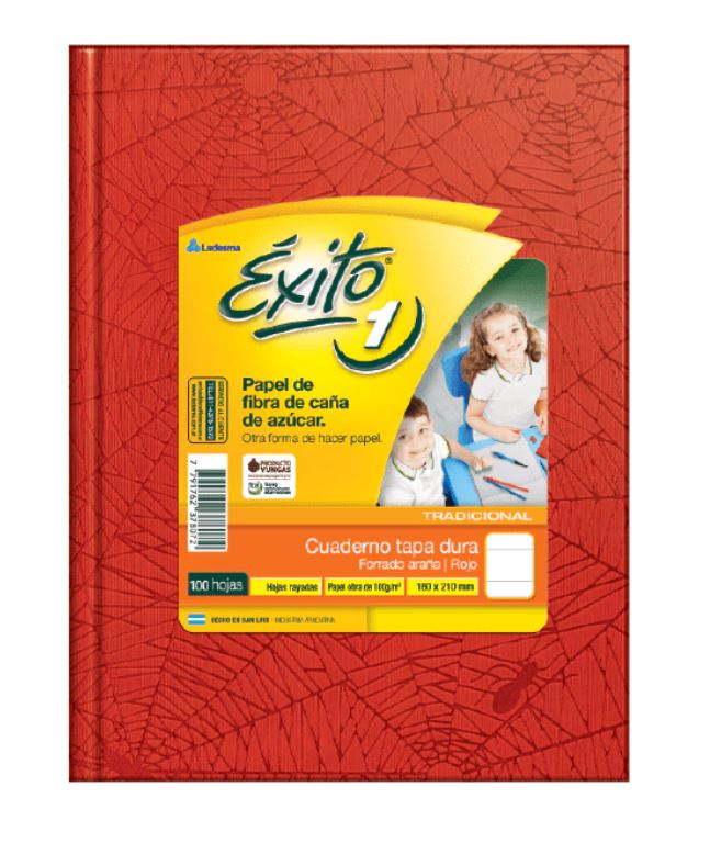 CUADERNO EXITO E1 ARAÑA 100H ROJO RAYADO