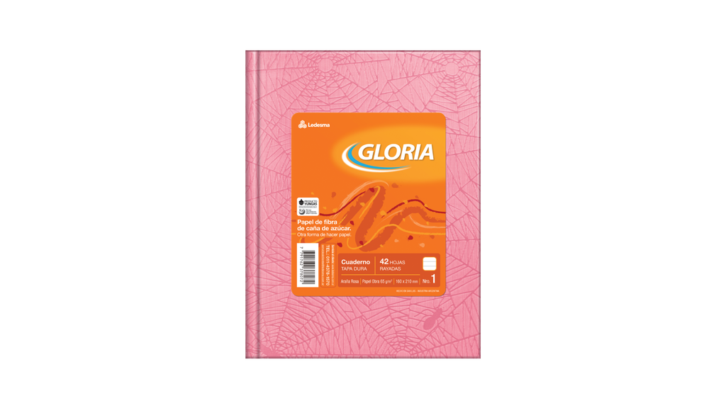 CUADERNO GLORIA ARAÑA TAPA DURA 42 HOJAS RAYADO ROSA