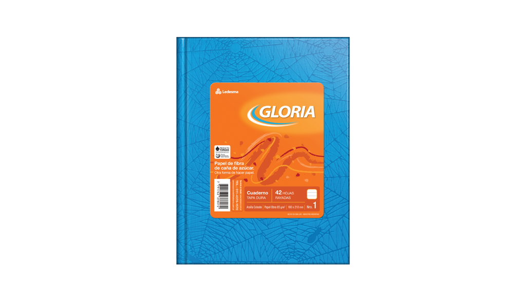 CUADERNO GLORIA ARAÑA TAPA DURA 42 HOJAS RAYADO CELESTE