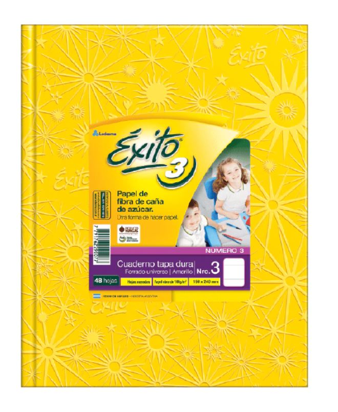 CUADERNO EXITO E3 FORRADO 48H AMARILLO RAYADO