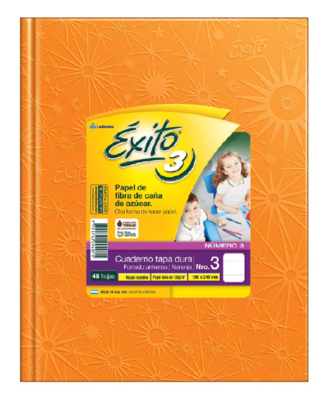 CUADERNO EXITO E3 FORRADO 48H NARANJA RAYADO