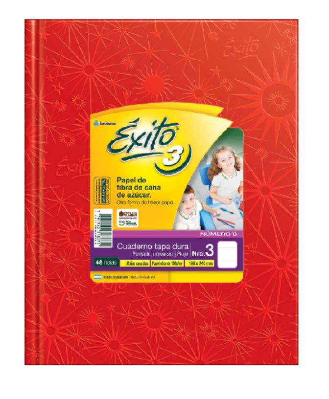 CUADERNO EXITO E3 FORRADO 48H ROJO RAYADO