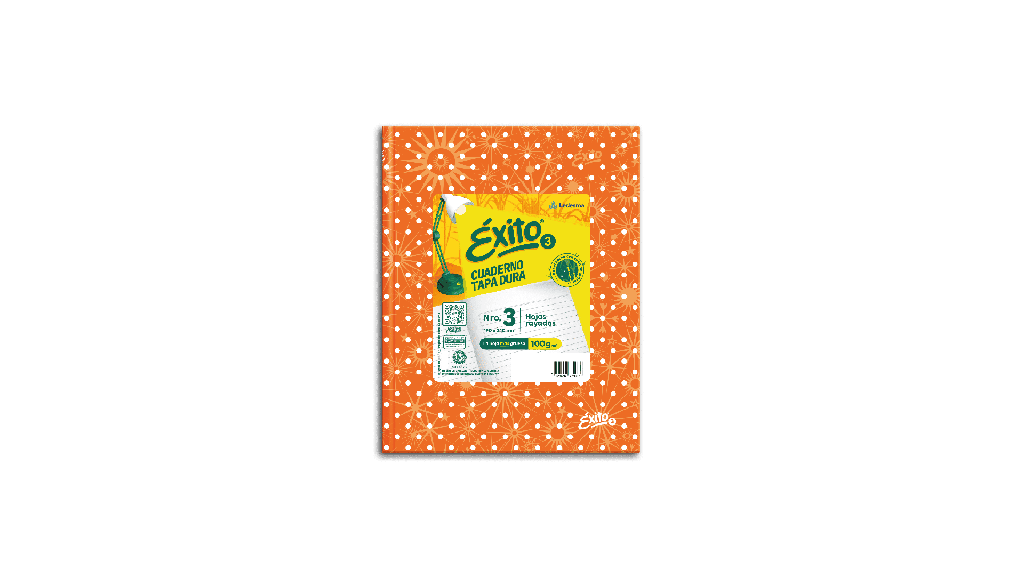 CUADERNO EXITO E3 LUNAR 48H NARANJA RAYADO