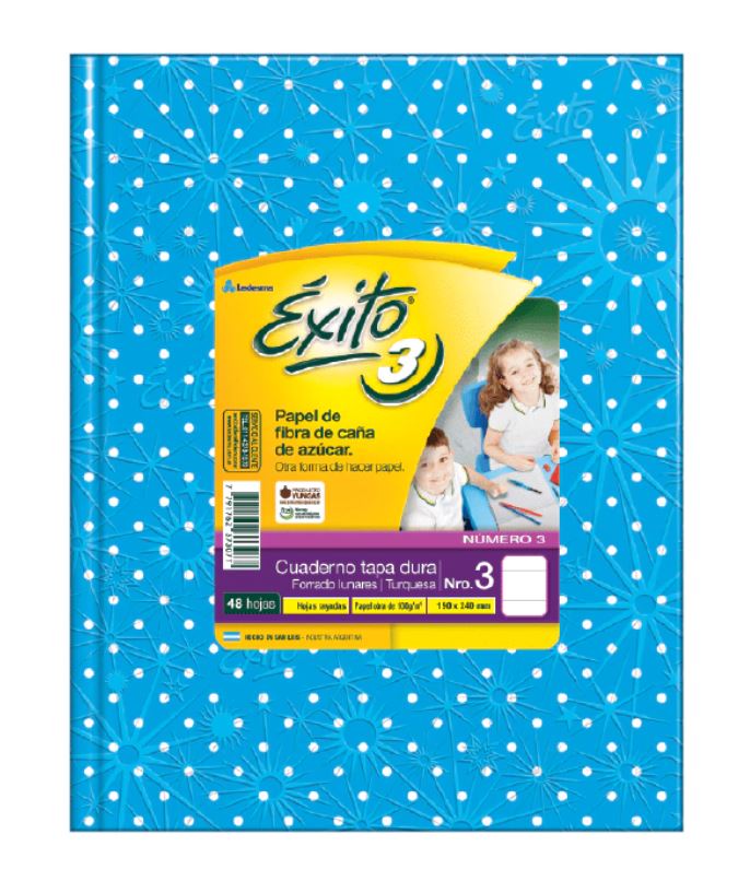 CUADERNO EXITO E3 LUNAR 48H TURQUESA RAYADO