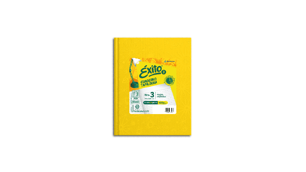 CUADERNO EXITO E3 FORRADO 100H AMARILLO RAYADO