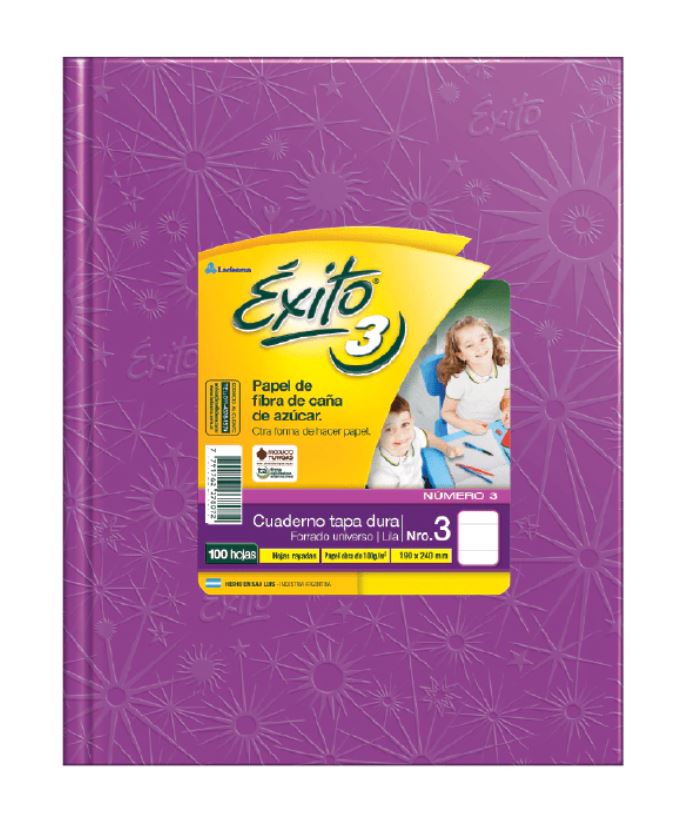 CUADERNO EXITO E3 FORRADO 100H LILA RAYADO