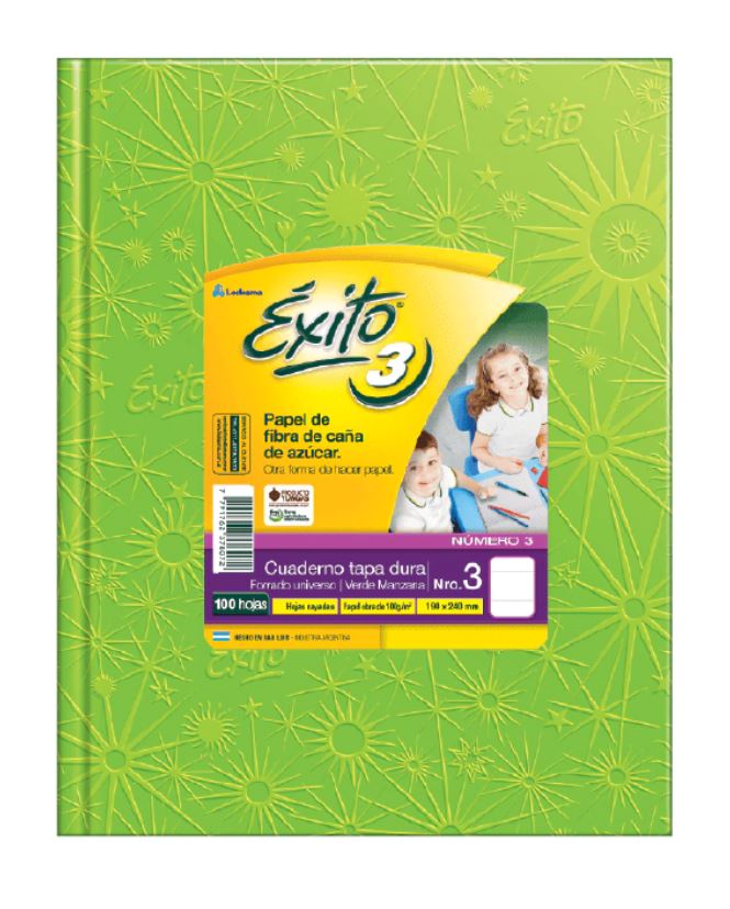 CUADERNO EXITO E3 FORRADO 100H VERDE MZN RAYADO