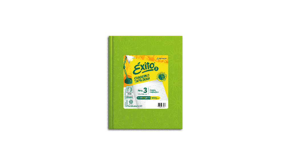 CUADERNO EXITO E3 FORRADO 100H VERDE MZN RAYADO