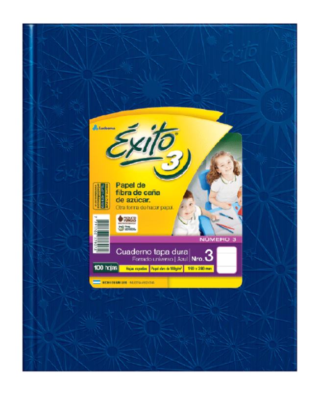 CUADERNO EXITO E3 FORRADO 100H AZUL RAYADO
