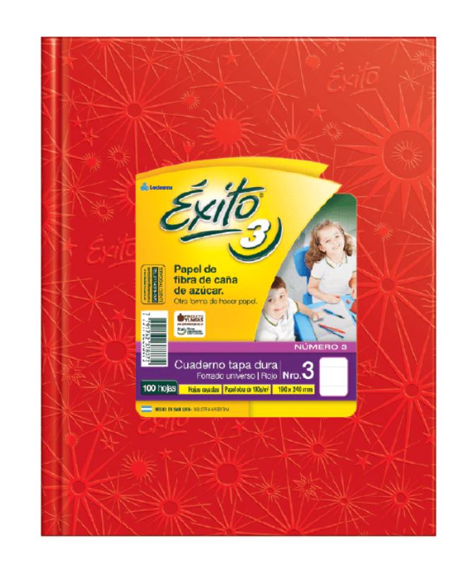 CUADERNO EXITO E3 FORRADO 100H ROJO RAYADO