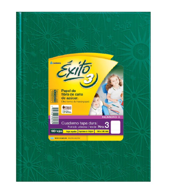 CUADERNO EXITO E3 FORRADO 100H VERDE RAYADO