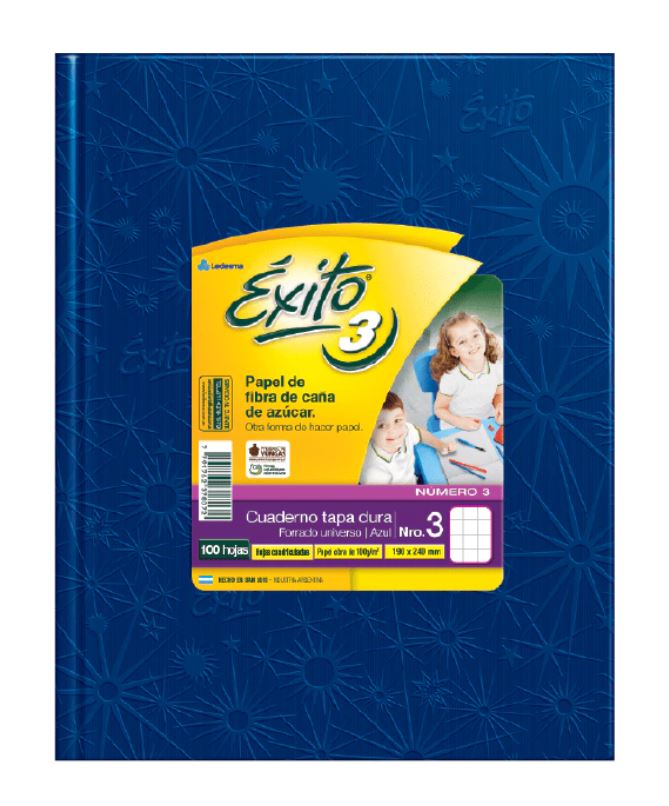 CUADERNO EXITO E3 FORRADO 100H AZUL CUADRICULADO