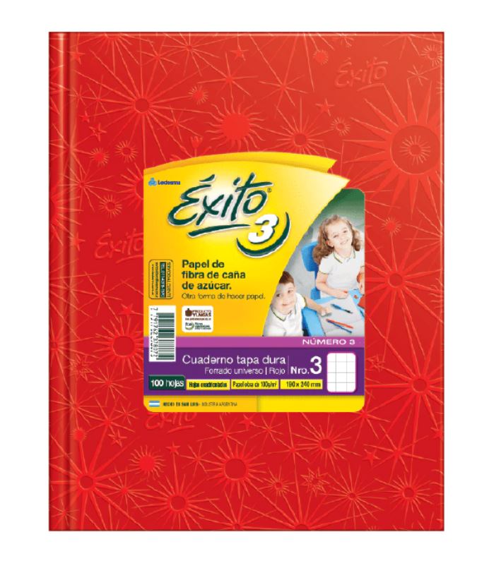 CUADERNO EXITO E3 FORRADO 100H ROJO CUADRICULADO