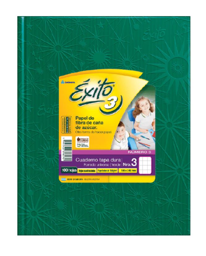 CUADERNO EXITO E3 FORRADO 100H VERDE CUADRICULADO