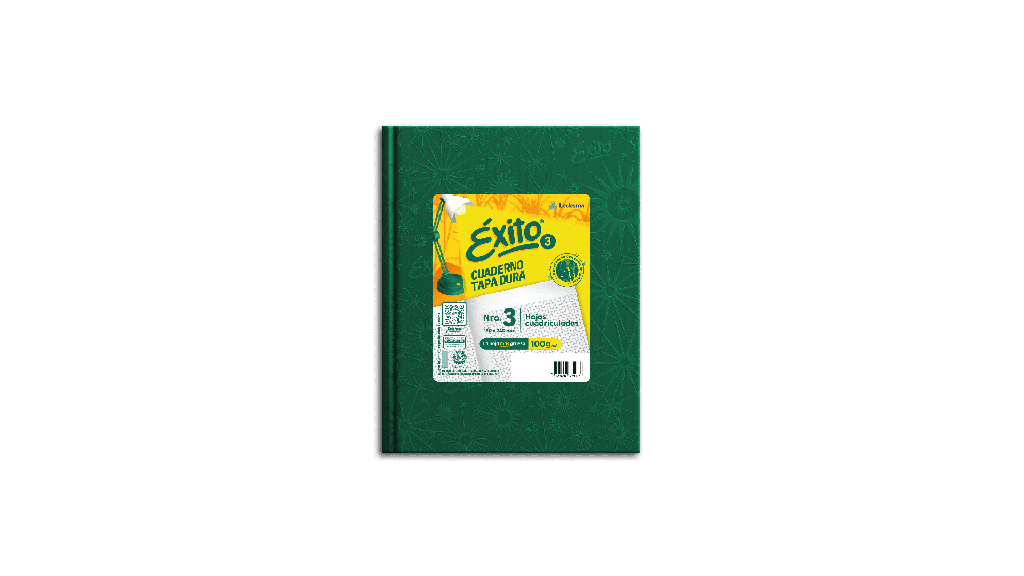 CUADERNO EXITO E3 FORRADO 100H VERDE CUADRICULADO