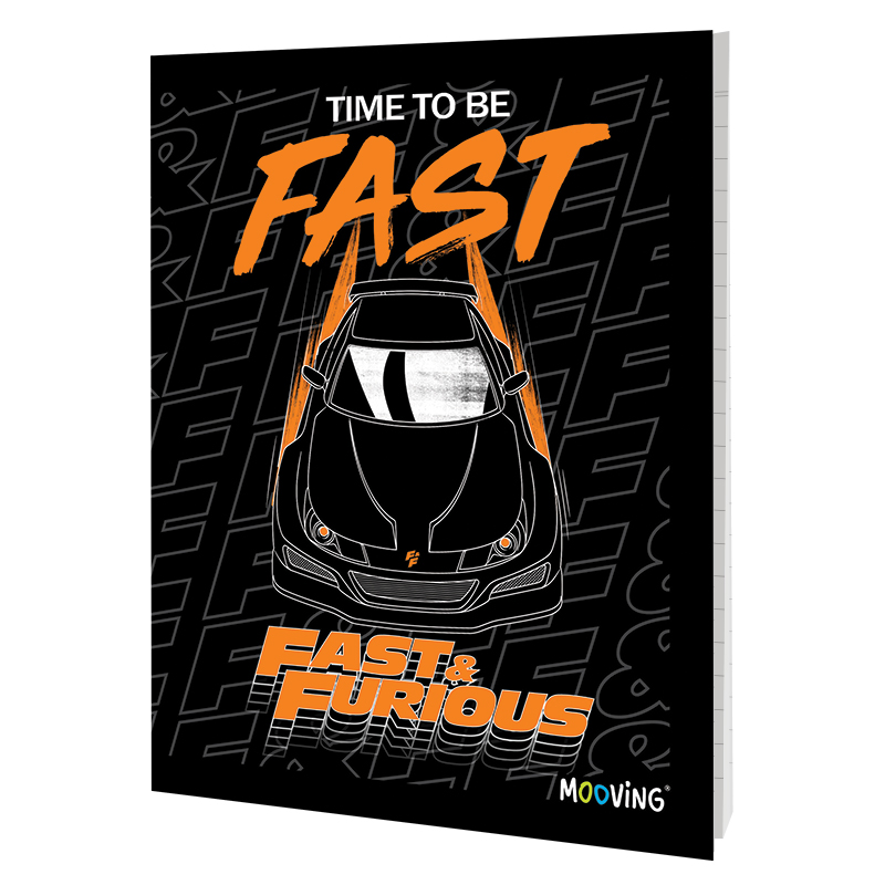 CUADERNO MOOVING 16X21 TAPA FLEXIBLE ABROCHADO 48 HOJAS RAPIDO Y FURIOSO