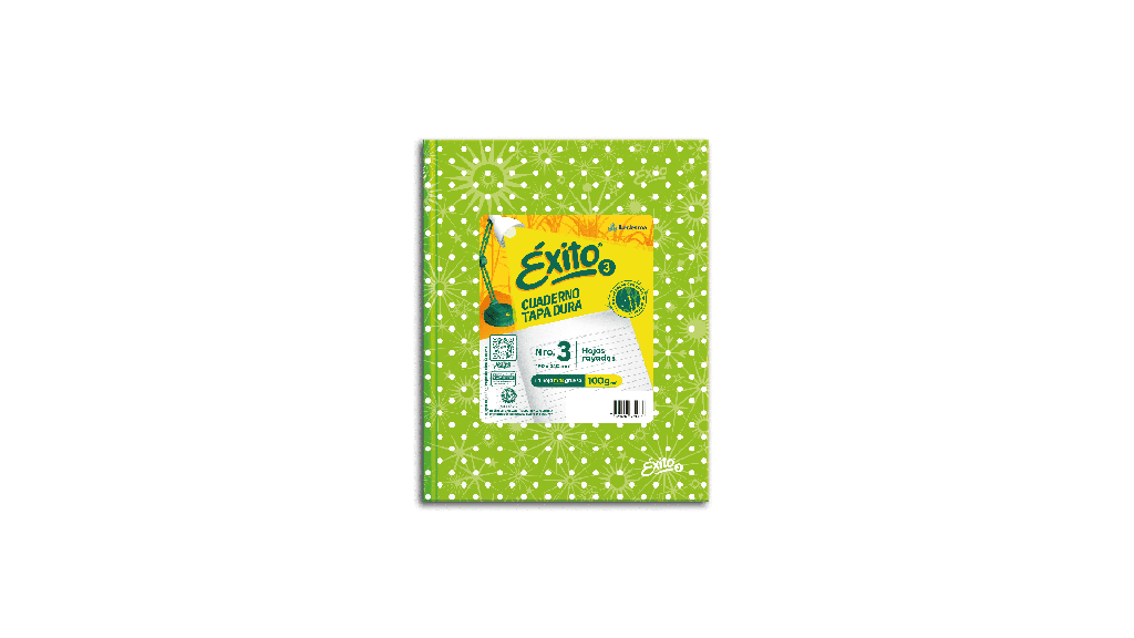 CUADERNO EXITO E3 LUNAR 48H VERDE MANZANA RAYADO