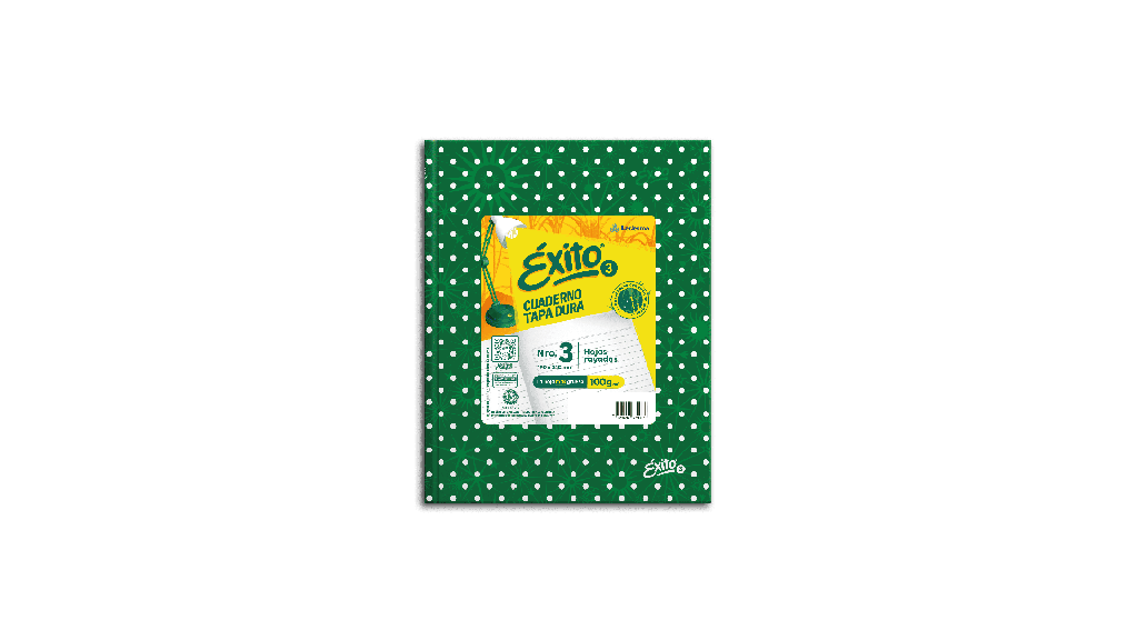 CUADERNO EXITO E3 LUNAR 48H VERDE RAYADO